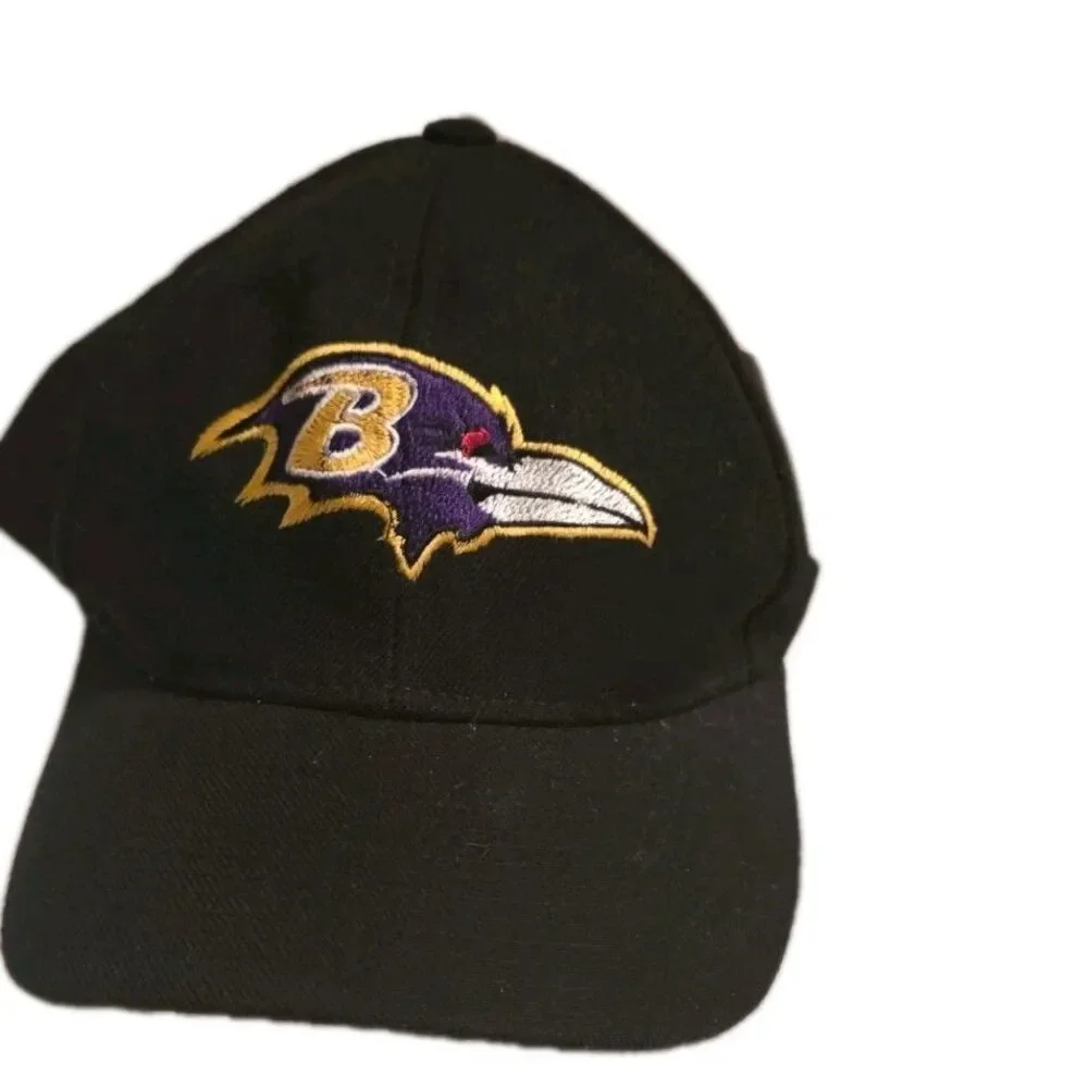 Baltimore Ravens NFL Hat Black Adjustable Baseball Cap H.M. Caps Side Patch Logo